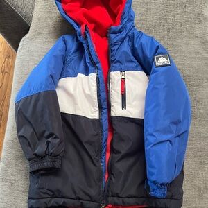 Blue and Red Hooded Jacket